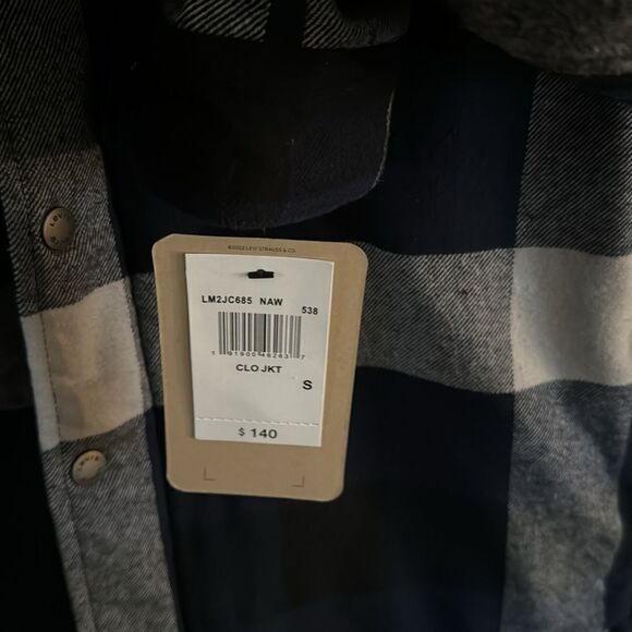 Levis Flannel Jacket Mens Small Clo Navy Plaid - Picture 4 of 6